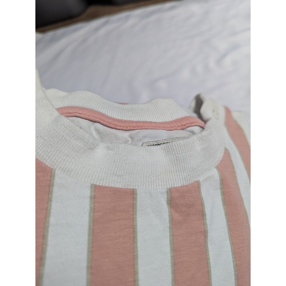 Guess Los Angeles Retro Pink White Striped Long Sleeve Shirt Unisex Mens Sz XL - Picture 8 of 8